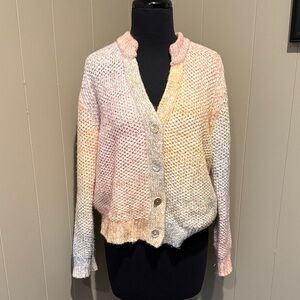 B20 Kilte Rainbow Pastel Knit Women's Knit V Neck Button Down Cute Cardigan